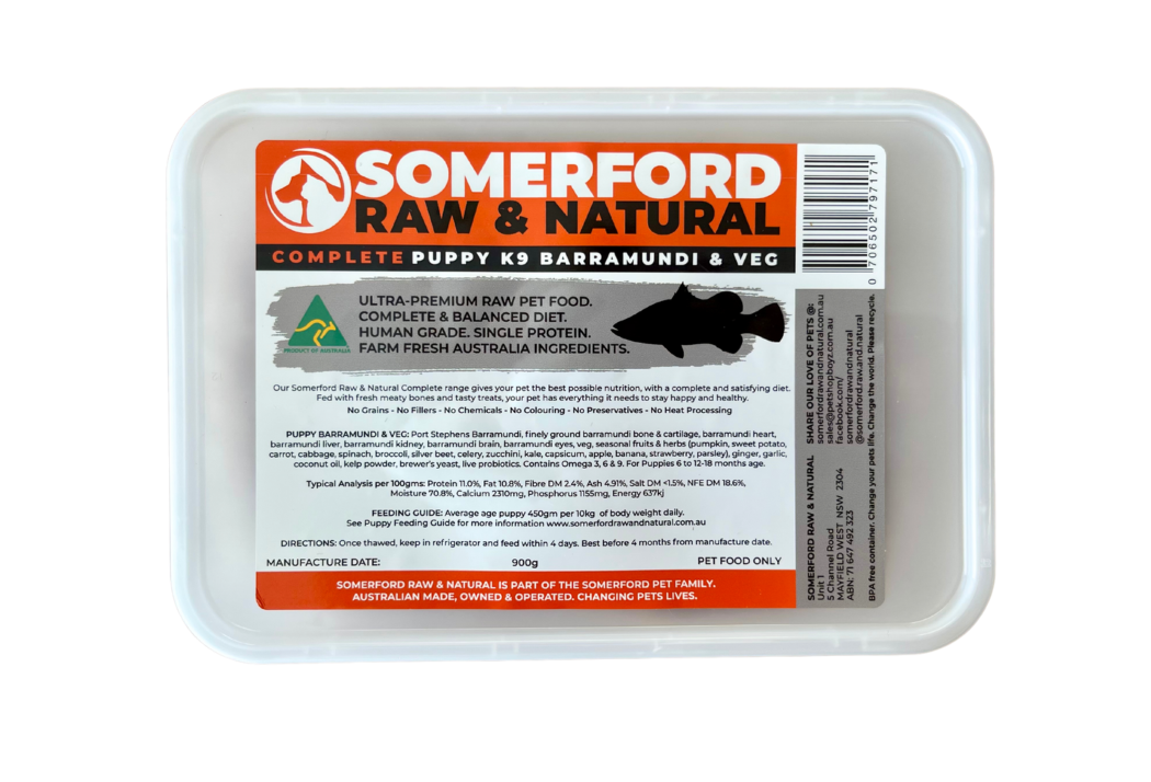 Somerford Raw & Natural - Puppy Food Port Stephens Barramundi & Veg Pack + FREE Meaty Bones