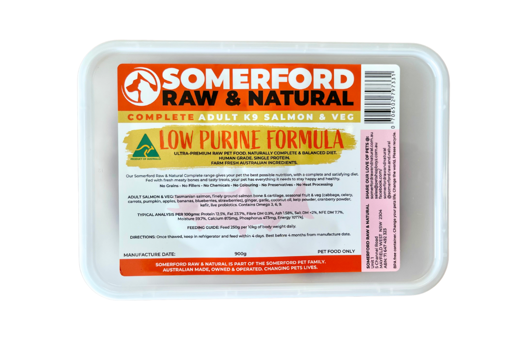 Somerford Raw & Natural - Low Purine Adult Dog Food Tasmanian Salmon & Veg Pack + FREE Meaty Bones