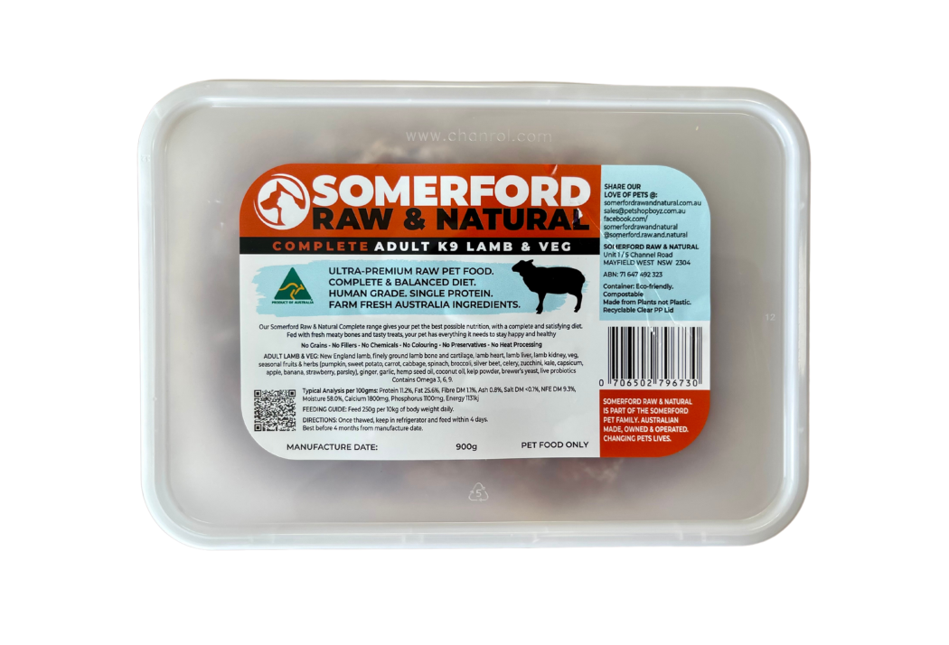 Somerford Raw & Natural - Adult Dog Food New England Lamb & Veg Pack + FREE Meaty Bones