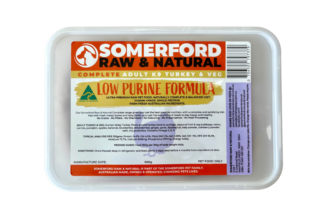 Somerford Raw & Natural - Low Purine Adult Dog Food Hunter Valley Turkey & Veg Pack + FREE Meaty Bones