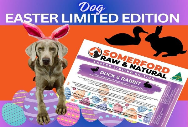 Somerford Raw & Natural - DUCK & RABBIT EASTER LIMITED EDITION Dog Food Pack + FREE Meaty Bones. 3 FREE TUBS WITH PURCHASE OF 14 PACK