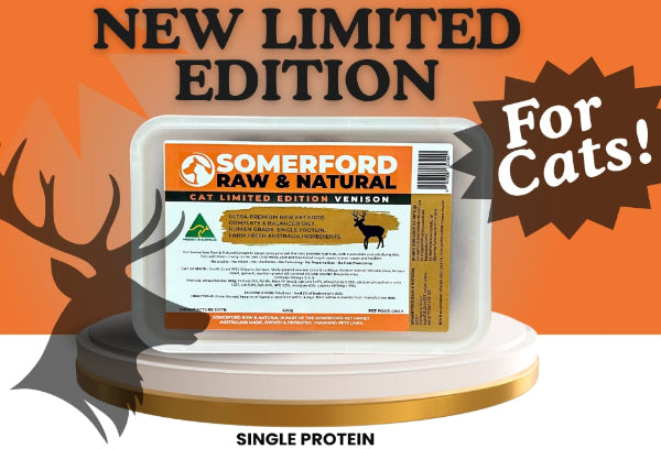Somerford Raw & Natural - SINGLE PROTEIN VENISON LIMITED EDITION Cat Food Pack + FREE Meaty Bones.