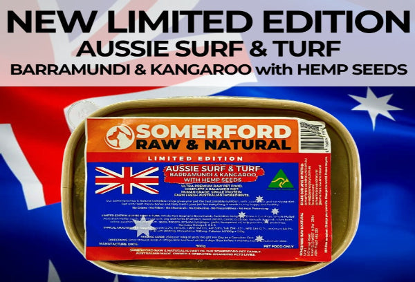 Somerford Raw & Natural - LIMITED EDITION AUSSIE SURF & TURF Dog Food Pack + FREE Meaty Bones.