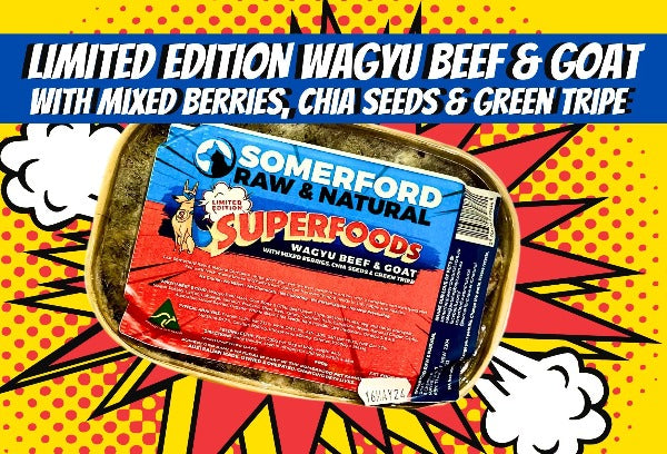 Somerford Raw & Natural - SUPERFOODS Wagyu Beef & Goat Dog Food Pack + FREE Meaty Bones.