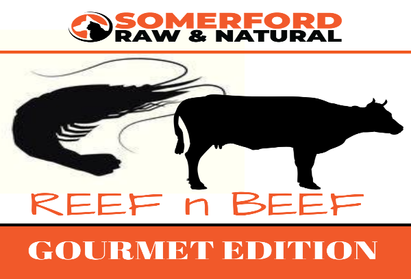 Somerford Raw & Natural - GOURMET EDITION Puppy Food REEF n BEEF Pack + FREE Meaty Bones
