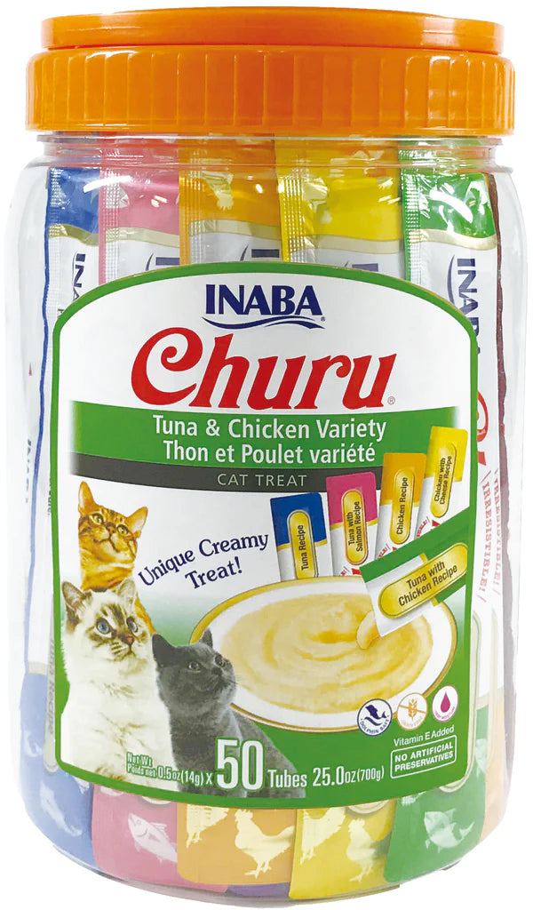 Inaba Churu Tuna & Chicken Varieties Cat Treats 50 Tubes Bulk Pack